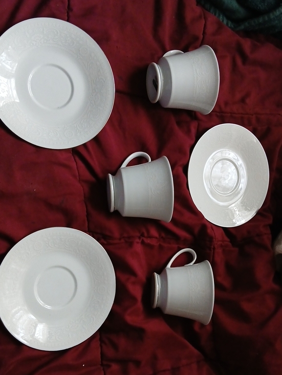 dynasty Other - White Porcelain Teacup and Saucer Set - Elegant White Ceramic Dinnerware